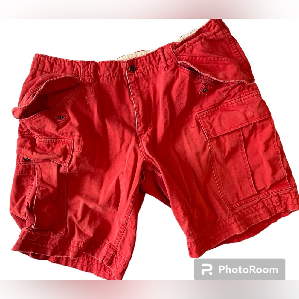 Ralph Lauren Polo Heavy Nantucket Red Canvas Paratrooper Cargo Shorts Waist 38